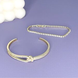 Elegant Gold Bracelet and Bangle Set (Lot of 2)